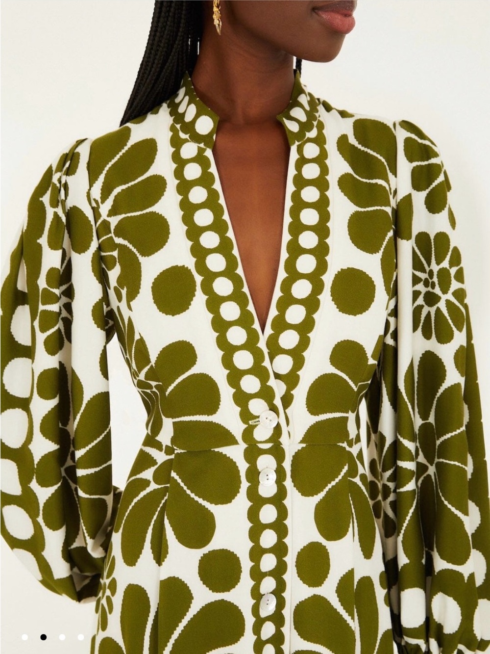 FARM Rio Palermo Buttoned Puff Sleeve Maxi Dress size Medium NWT - Picture 8 of 11